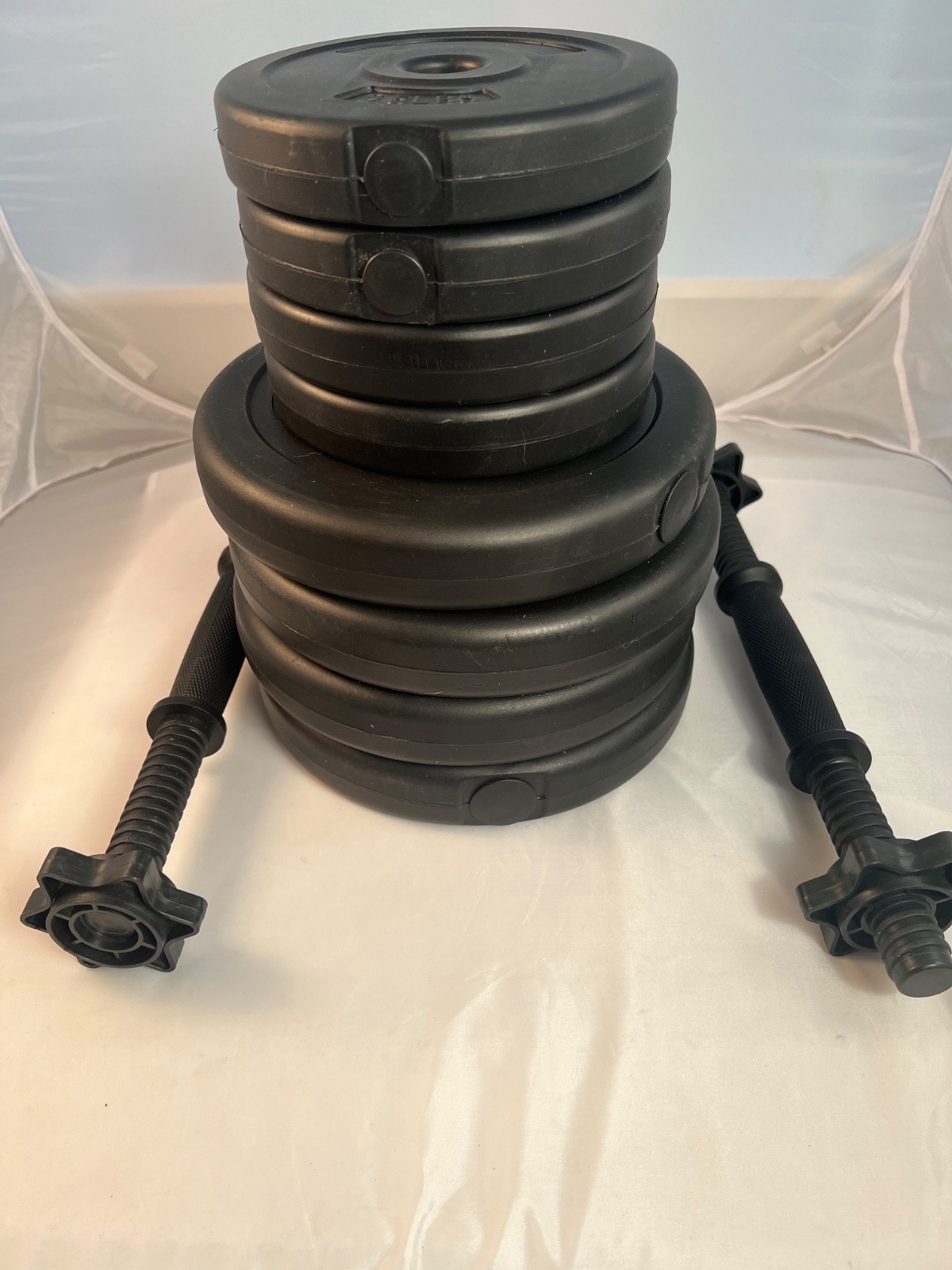 Adjustable Dumbbell Set 40lbs Vinyl Weight Pair Ergonomic Design Home Fitness US