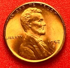 1952-S Lincoln Wheat Cent Penny GEM RED BU From an Original Bank Roll