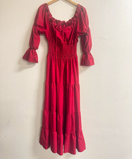 Women  s XL Gothic Vampire Medieval Renaissance Peasant Red Dress Costume