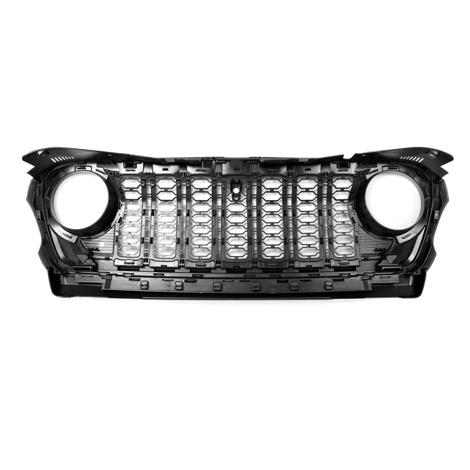 Gloss Black Grille w/ camera hole For 2018-2024 Jeep Wrangler JL & Gladiator JT Foto 3 de 4
