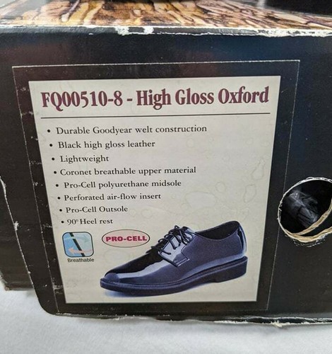 Zapatos uniformes de policía Rocky para hombre FQ00510-8 de alto brillo negros ligeros - Imagen 4 de 5