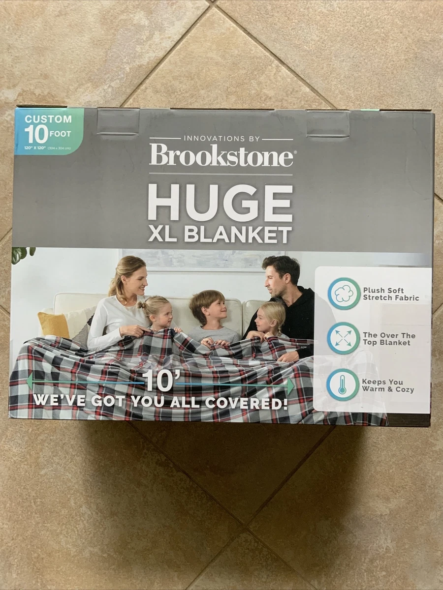 Brookstone Huge XL Blanket SOFT Jumbo 10u0026#039; x 10u0026#039; Grey Check Plaid  NEW | eBay