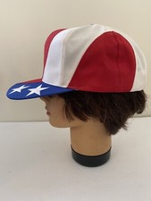 Vintage 90  AMERICAN US Flag Flat Bill Baseball Panel Hat 4th Of July
