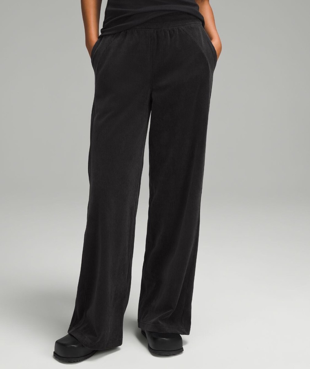 Lululemon Pants Women 12 Scuba Mid-Rise Wide-Leg Velvet Cord Black