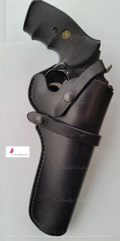 Leather Holster Revolver Black & Brown Color Handmade Western Crazy Horse Cowboy - Image 3 of 4