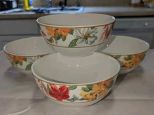 Spode MAUI Tropical Floral 6"  Smooth Cereal Bowls. Set Of 4.EUC!