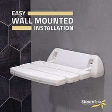 NEW in Box Steamspa Ss-C Fold-Up Wall Mounted Plastic Shower Bath Seat - White