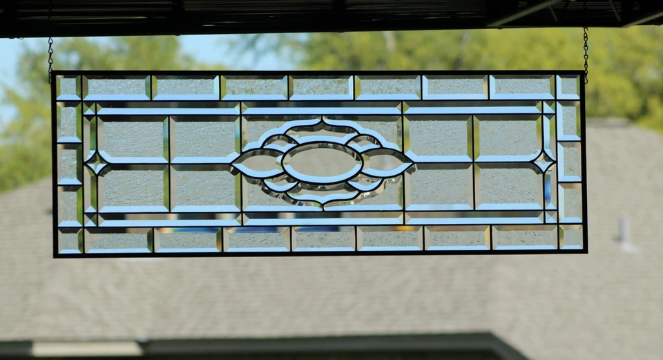 Stained Glass Panel,Transom,Sidelight39 1/4"x 13 3/8 M-T-O Clear Beveled - Image 4 of 4