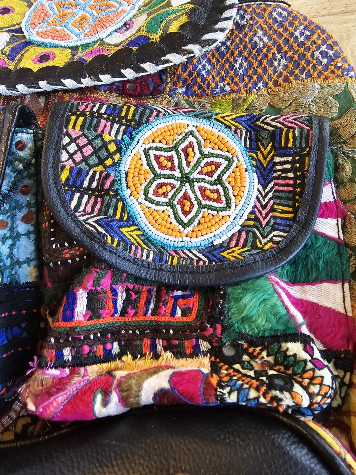 Vintage Addiction Patchwork Backpack Carry Bag Su… - image 4