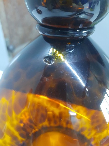 Tortoise Shell Glass Footed Apothecary Jar, Urn Vintage Art Glass - Picture 5 of 11