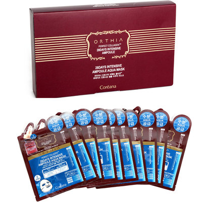 Coreana Orthia Perfect Collagen 28 Tage Intensiv Ampulle 2 Stufen Aqua Maske 10 Stück