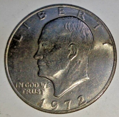 1972 D USA EISENHOWER ONE DOLLAR COIN - $ 1 US - ACTUAL COIN - $ 1.00 - 1972-D