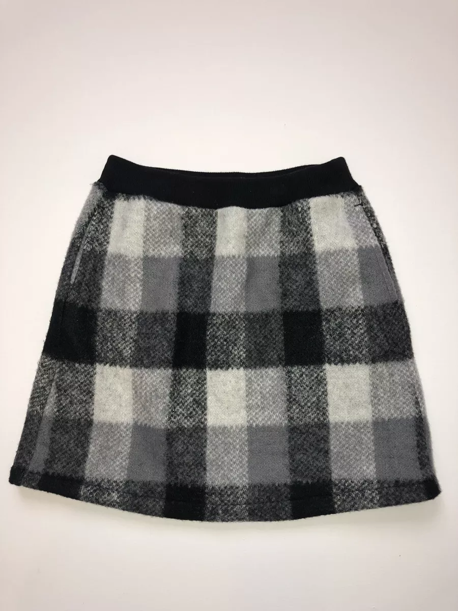 Black and white clearance plaid skirt with pockets