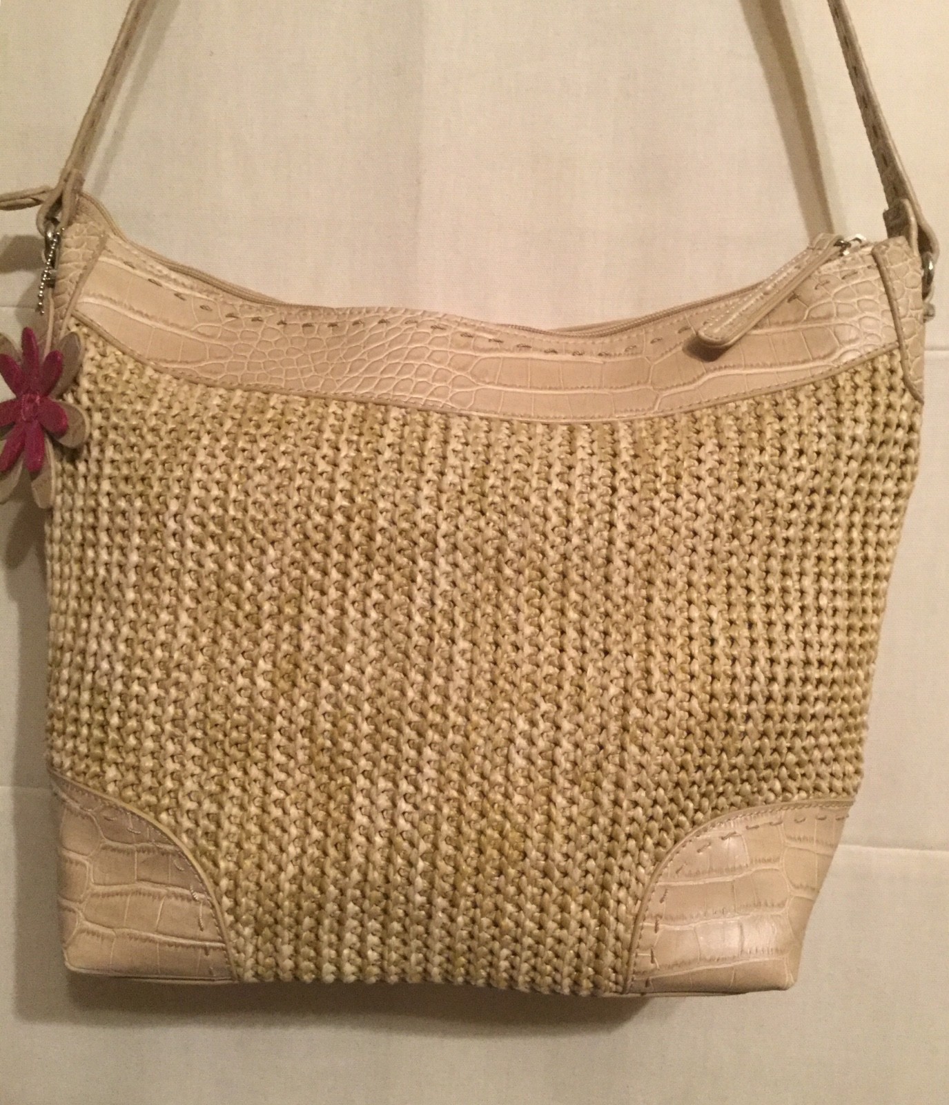 Vintage Stone Mountain Women’s Shoulder Bag Lt Camel Woven13.5”W x 11”H ...