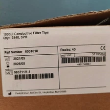 PerkinElmer 1000ul Conductive Filter Tips Qty:3840, Racks:40, Part No.6001618