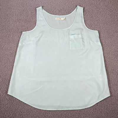 Faded Glory Tank Top Womens L 12-14 Blue Lightweight Sleeveless Blouse Ladies