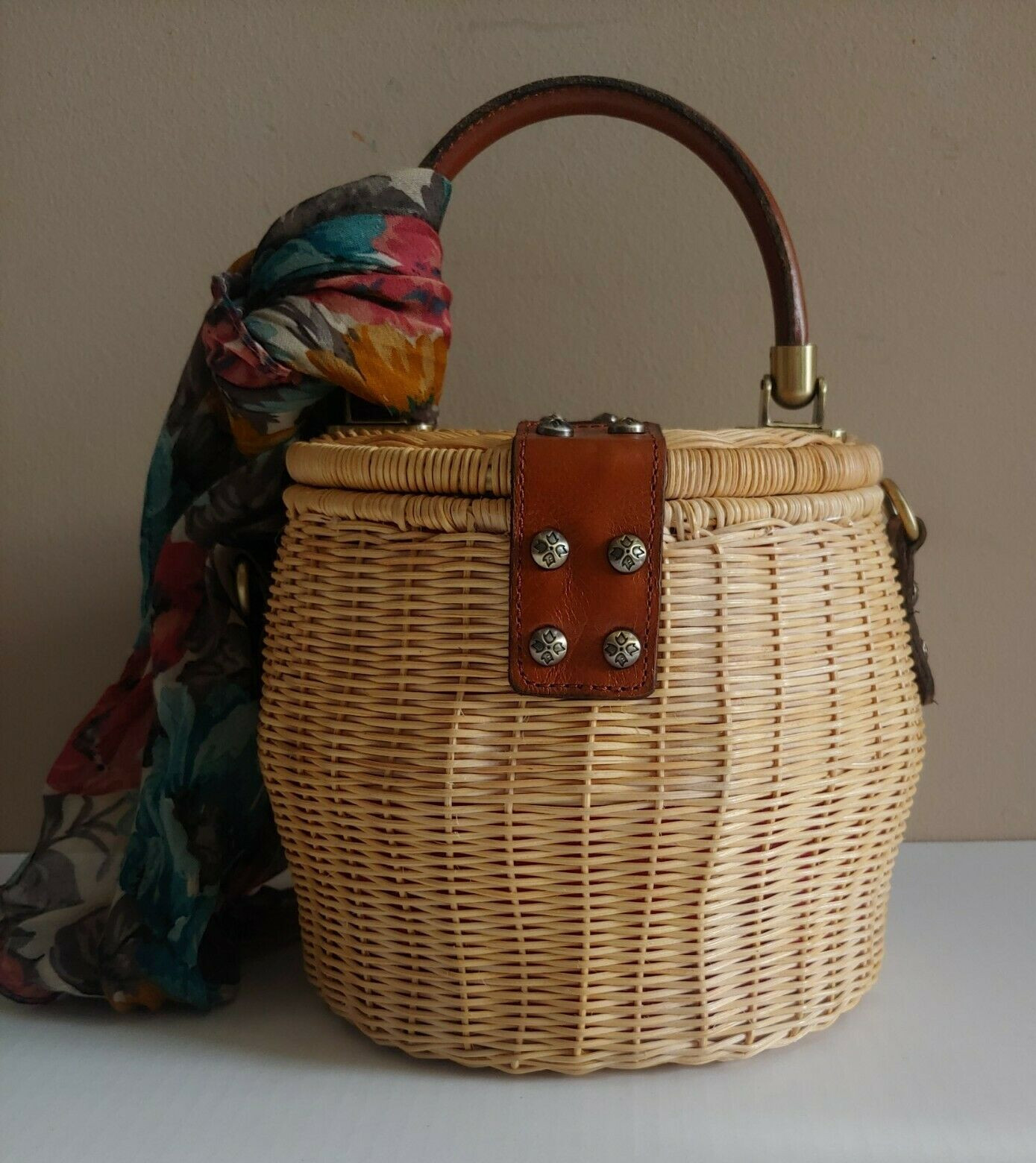 Patricia Nash Rattan Wicker Antiniana Round Crossbody… Gem