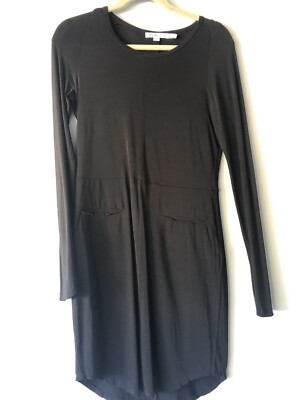See By Chloe Black Long Sleeve Jersey Dress With Faux Front Pockets | eBay