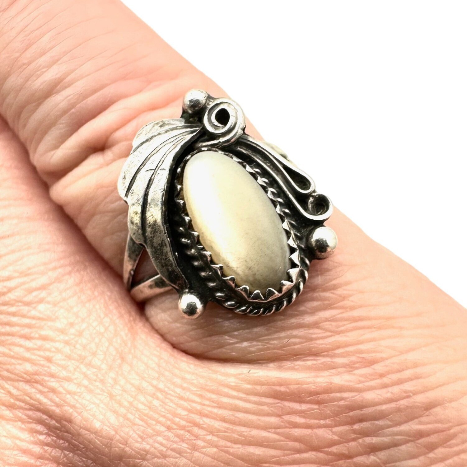 Native Americans Ring Sterling Silver Mother of P… - image 1
