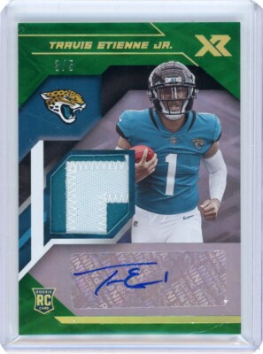 2021 Panini Xr Football Rookie Patch Auto Green #RSA-TET Travis Etienne Jr. #3/5