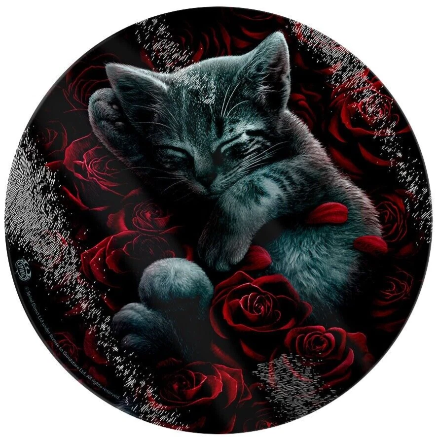 Bed of Roses, Glass Chopping Board, Cute Cat Kitten Flowers Sleep, Spiral Direct