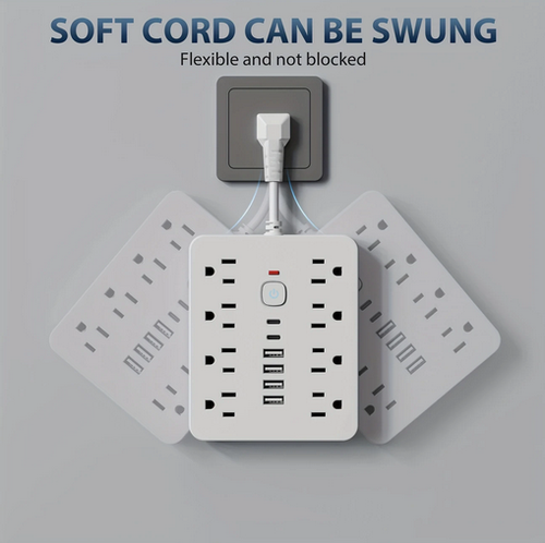14-in-1 Power Strip – 4 AC Outlets, 6 USB (2 Type-C), Surge Protection - Picture 3 of 8