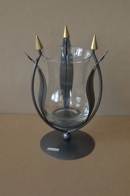 Formano Vase Metall Glas Windlicht Kerzenhalter stilvoll Design 29cm Drei Zacken - Bild 1 von 3