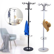 Heavy Duty Coat Rack Hat Bag Stand Tree Clothes Hanger Holder 16 Hook Organizer