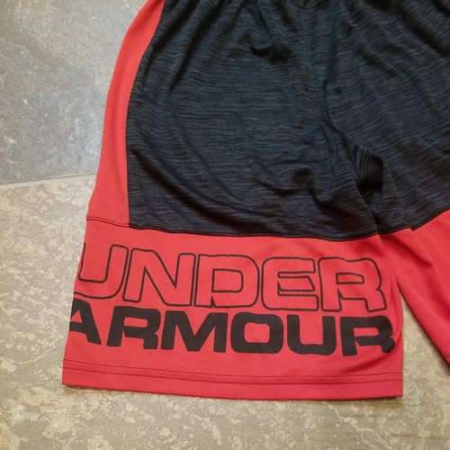 UNDER ARMOUR Youth Boys' Athletic Basketball Shorts w/Pockets Black Red Medium - Picture 8 of 8