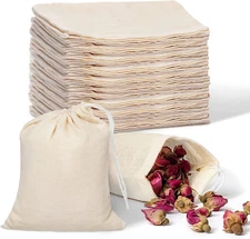 JW CRAFT Reusable Muslin Bags 3 x 4 Inches | 50 pcs Small Drawstring Bags | B24