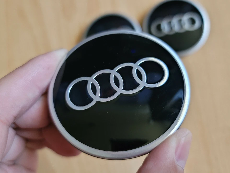 Set of 4 Genuine OEM 2018-2025 Audi center caps 61mm GLOSS BLACK P/N 81A601170 - Image 2 of 4