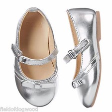 Gymboree Toddler Girls Silver Flats Bows Dress Shoes Pretty Poppy Size 4