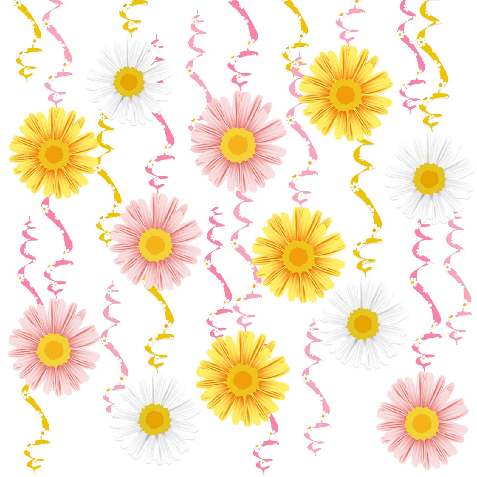 24PCS Daisy Hanging Swirl Decorations Boho Daisy Party Hanging Swirls Ceiling...