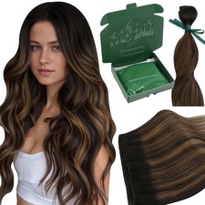 Ugeat Balayage Brown Real Human Hair Sew-in Weft Extensions 14-24" Thick Natural