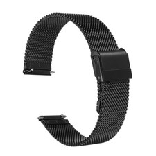 316L Stainless Steel Mesh Watch Band 18mm Quick Release Adjust Strap, Black