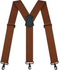MELOTOUGH Suspenders for Men 2 Inch Wide Y Back Adjustable Coffee Color 