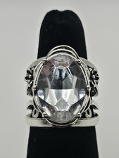 Oval White Clear Quartz Ring Size 6