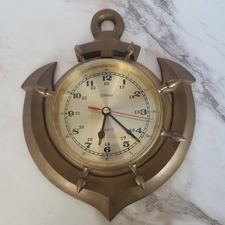 Vintage Highlands Brass Nautical Anchor Quartz Wall Clock Marine Boat Ship