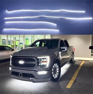 2x 4FT + 2x 6.5FT Cold WHITE DOUBLE ROW Strobe LEDs Underglow Strips Lights KIT