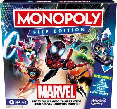 Monopoly Flip Edition: Marvel Brettspiel für 2 bis 4 Spieler, ab 8+
