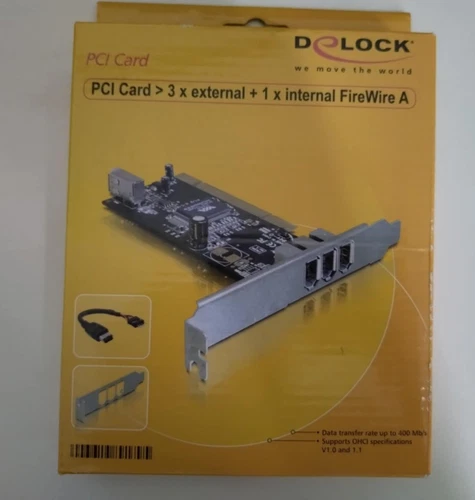 Delock FireWire PCI Card 89179 3x external + 1 internal FireWire A