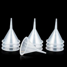 Mini Clear Polyethylene Funnel Kit - 10 Pcs Narrow Neck Funnels for Perfume, Wat