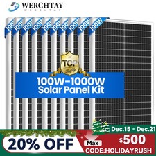100W 200W 300W 400W 500W 600W 800W 1000W 12V Mono Solar Panels Home RV Boat