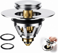 WaschbeckenstöPsel Pop Up, Universal 34-45Mm Abflussstopfen Aus Messing Chrom, R