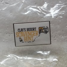 Clays Resort Scavenger Hunt Pinback Button Rectangular Made in USA