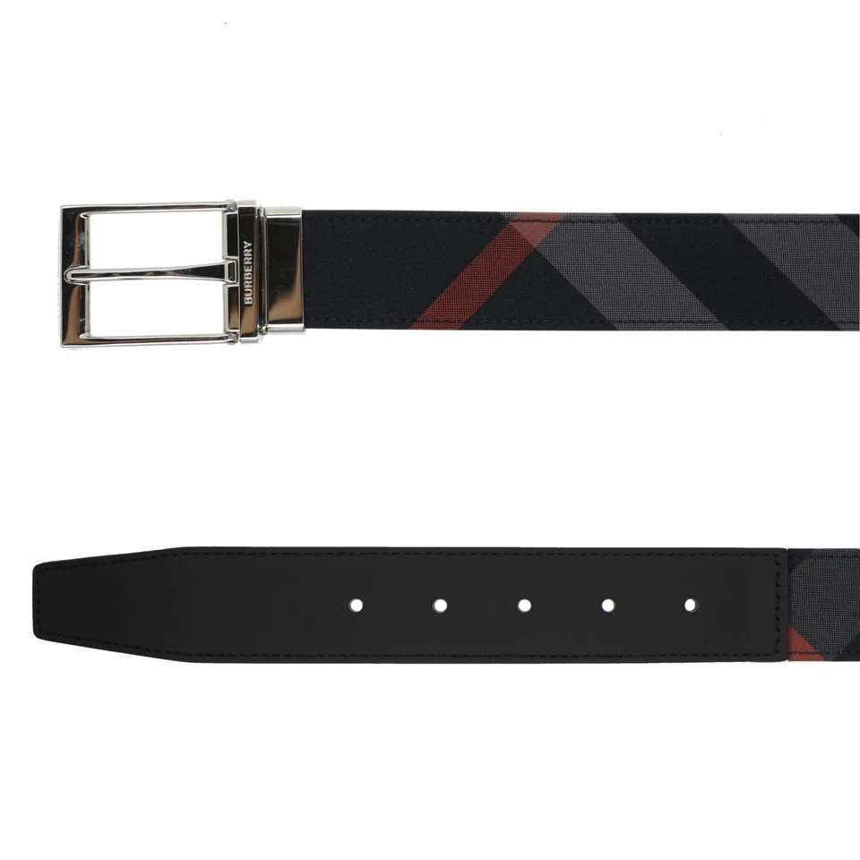 Cinturón Burberry Louis Reversible a Cuadros Gris Marino Talla 90/36 Nuevo Foto 3 de 4