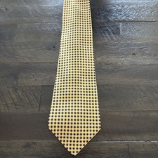 Polo Ralph Lauren Men's Silk Tie Yellow Background Geometric Shapes Made In USA