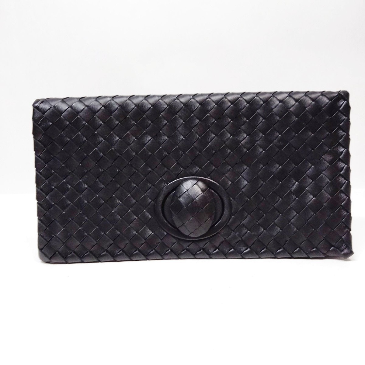 Bottega Veneta Clutch Bag Intrecciato Clutchbag Black Leather