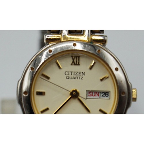 Women's Citizen Two-Tone Cream Dial Day/Date 25mm Bracelet Watch, 1002-K12070 - 第 4/6 張圖片