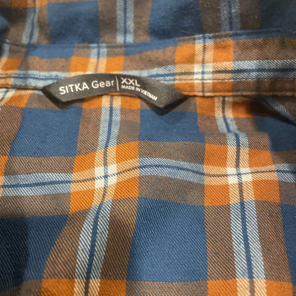 SITKA Men's Brown Frontier Shirt Plaid Lightweight Flannel Fall 2XL  - Image 2 of 4
